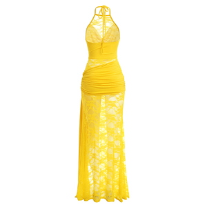 Vestido de Fiesta Viviblook D26DS201 para Mujer, Sexy, Sin Mangas, Color Sólido, con Encaje, Cuello Halter, Transparente - Product Image 6
