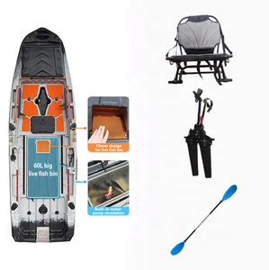 Kayak de Pêche Léger Monoplace en PEBDL 37'' de Large Sit-On-Top <span class=keywords><strong>Petit</strong></span> Canoë Gonflable Bacs à Poissons Vivants de 60L Bateaux d'Aviron pour le Surf - Product Image 2