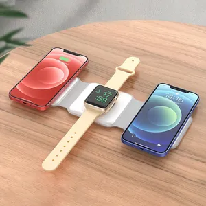 Support de chargeur sans fil magnétique 3 en 1, charge <span class=keywords><strong>rapide</strong></span>, pliable, <span class=keywords><strong>iPhone</strong></span> <span class=keywords><strong>14</strong></span> 13, écouteurs, iWatch avec microphone pour une utilisation sur le bureau - Product Image 6