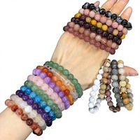 Bracelet jonc en pierres précieuses naturelles pour débutantes, simple et frais, 8 mm, poli et fini, pour femmes