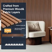 Panneaux muraux acoustiques modernes en bois de teck, ensemble de 4 pièces, 96" x 24,48" x 0,85", insonorisants, anti-bruit, absorbants le son, pour usage commercial