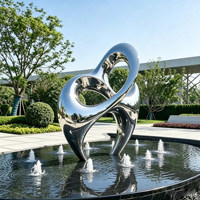 Sculpture abstraite en acier inoxydable poli miroir, statue d'art métallique moderne de luxe pour la décoration de hall d'hôtel et de parc, OEM
