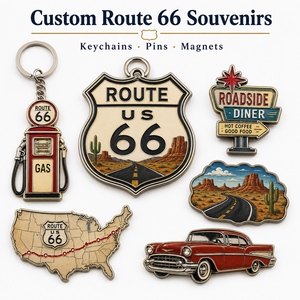 Souvenirs Route 66 personnalisés : Porte-clés, épingles de revers, badges, aimants de réfrigérateur en alliage de zinc avec cartes de support et logo pour les boutiques touristiques - Product Image 1