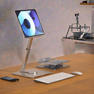 Soporte Giratorio <span class=keywords><strong>360</strong></span>° Flexible de Aleación para Tablet y Teléfono, Portátil, Universal, Ajustable en Altura y Ángulo, de Aleación de Aluminio - Product Image 3
