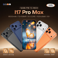 Nouveau 2025 I17ProMax Lumières LED Selfie 7.3'' HD+LED Caméra Arrière Quad 48MP 108MP Deca Core LTE 5G Version Globale Étanche Français