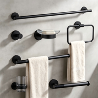 Ensemble d'accessoires de salle de bain à base moletée en acier inoxydable, fixation murale : patère, porte-gobelet, porte-savon, porte-serviettes