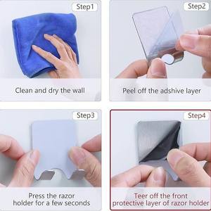 강력한 접착력의 스테인리스 스틸 면도기 홀더, 욕실 및 주방 수납용 코트 랙, 전원 플러그 훅 포함 - Product Image 4