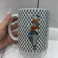 Souvenir de Palestine, style arabe, tasses en céramique de 11 oz avec motif Kufiya Palestine, sublimation