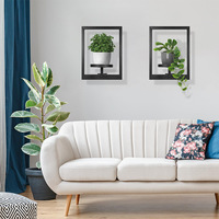 Support mural en métal noir pour bougies et plantes, décoration murale style ferme, pour la maison, l'hôtel, le café, intérieur et extérieur