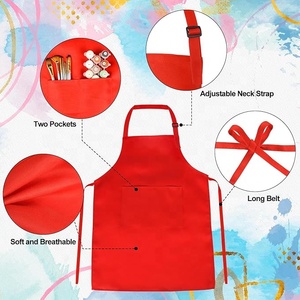 Ensemble d'ustensiles de cuisine et de dessin pour enfants en coton polyester uni, tabliers sans manches pour le nettoyage, la boulangerie, la <span class=keywords><strong>peinture</strong></span> et le jardinage - Product Image 2