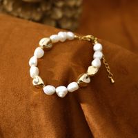 Parure de bijoux de mode style Maillard avec collier et bracelet en perles d'eau douce baroques et pierres œil de tigre, pour le quotidien et les rassemblements
