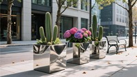 Innen- und Außenbereich Heimdekoration Aluminium/Weichstahl Blumentopfhalter mit Hängeständer Gestanztes Design Anpassbare Farbe Pflanzenpflege