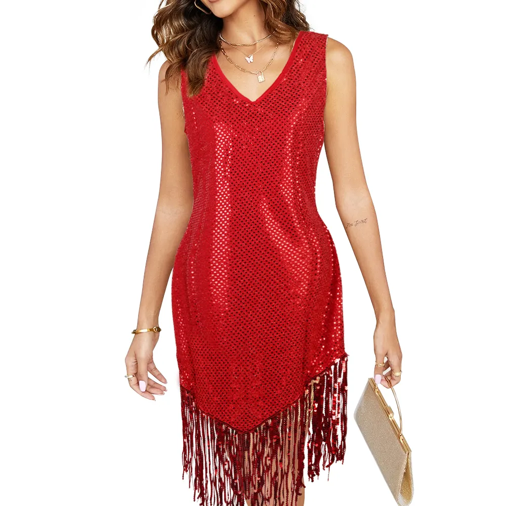 Party Fringe Soft and Stretchy Dance Performance Costume Dress Suitable for Party Night Dancing