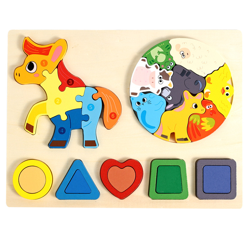 Three-in-one shape pony puzzle
