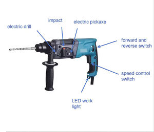 <span class=keywords><strong>Martillo</strong></span> Perforador Eléctrico de Alta Calidad con Motor sin Escobillas de 1500W, Ligero, 220V, Enchufable, Nuevo, Multifuncional, Industrial, para Bricolaje - Product Image 2