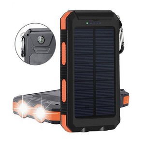 Banco de energía solar de fábrica 2020, 8000 mAh, bancos de energía solar a prueba de agua, antorchas LED dobles y brújula, prod - Product Image 1
