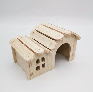 Casa <span class=keywords><strong>de</strong></span> juguete con ruedas para hámster, casa <span class=keywords><strong>de</strong></span> madera con patrón <span class=keywords><strong>de</strong></span> tamaño, personalizada por fábrica, Color sólido, casa <span class=keywords><strong>de</strong></span> madera para mascotas, a prueba <span class=keywords><strong>de</strong></span> viento, bolsa OPP empaquetada - Product Image 2