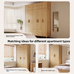 <span class=keywords><strong>Armoire</strong></span> à trois portes en bois naturel fini, avec pieds en bois massif, pour <span class=keywords><strong>chambre</strong></span> à coucher, petit appartement - Product Image 5