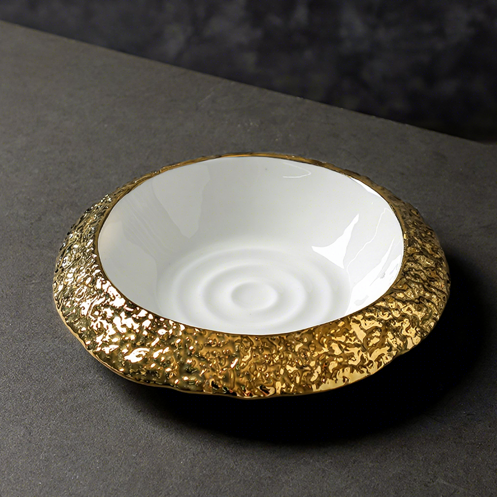 assiette creuse jupe rock-grain (or de luxe clair)