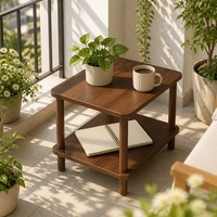 Petite table rectangulaire avec plateau en MDF, pieds en bois massif, double couche, style minimaliste de luxe léger, table d'appoint pour canapé ou chevet