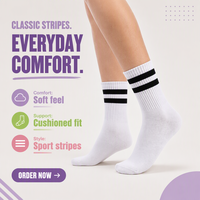 Chaussettes de sport rayées en coton pour femme, modèle fin 168N, idéales pour le football et les étudiants