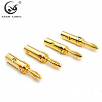 Connecteur banane audiophile, laiton plaqué or de qualité supérieure avec structure à ressort de précision pour l'assemblage de câbles d'amplificateur et de haut-parleur