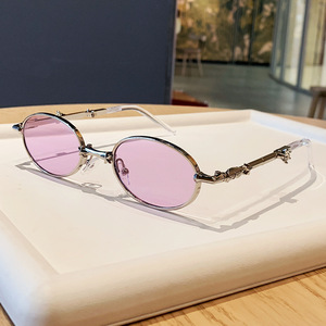 Gm Small Frame Folding Oval <b>Sunglasses</b> For Women Metal Frame Pc Lens Uv400 Protection Class 2 Sunshades - Product Image 1