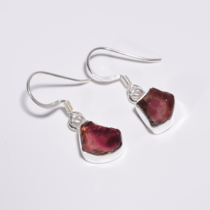 แฟชั่นทำด้วยมือของผู้หญิง925เงินสเตอร์ลิงต่างหูห้อยเครื่องประดับหินทัวร์มาลีนแตงโม - Product Image 5