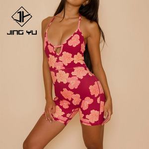 Custom-designed Bohemian-print V-neck Spaghetti Strap Jumpsuit Luxurious Recycled Nylon One-piece Jumpsuit - Product Image 2