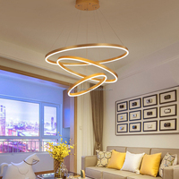 Lustre en aluminium sur mesure pour usine, 85-265V, 9 anneaux, éclairage LED industriel, suspension pour plafond haut, hôtel, dimmable et réglable