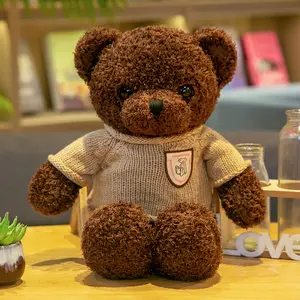 Amazon Dressed Plüsch tier Abschluss Abschluss Teddybär mit einem roten Hemd Unisex Bär Teddybär auf Lager 12 Zoll Braun Hot Selling Gelb