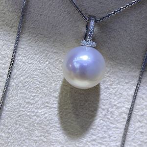 Collier pendentif en perles d'eau douce rondes de 11-12 mm, perles Edison à fort lustre en argent sterling 925 pour femmes, bijoux en gros - Product Image 3