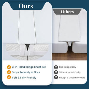 Kit Convertidor de <span class=keywords><strong>Cama</strong></span> Individual a Matrimonial con Sábana Ajustable y Correa Incluidas, Conector de Colchón para Rellenar Espacios de <span class=keywords><strong>Cama</strong></span> King Size - Product Image 5