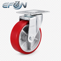 Roue pivotante fixe EFON EF8300 de 4 pouces avec frein, pneu en caoutchouc massif, construction en fer et nylon