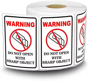DO NOT USE Blades to Open Warning Labels <b>Sticker</b> for Shipping Handling Packing and Moving - Product Image 1