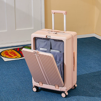 Valise à roulettes classique de luxe durable avec roues silencieuses, poche avant ouverte, coque rigide
