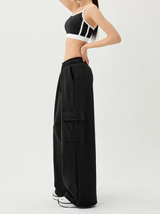 <span class=keywords><strong>Pantaloni</strong></span> Baggy Elasticizzati in Quattro Direzioni per Ragazze, Classici <span class=keywords><strong>Neri</strong></span> con Design a Coulisse e Gamba Larga - Product Image 4