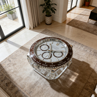 Table basse contemporaine en FRP électroplaqué argenté, forme montre, taille personnalisable, pour salon