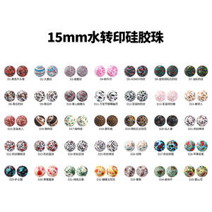 Perles craquelées imprimer 15mm perles rondes en Silicone en vrac bébé perles de dentition sans BPA jouets de dentition en Silicone pour stylos Bracelet - Product Image 3