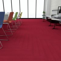 Dalles de moquette modernes en polypropylène lavables à boucles pour la maison et le bureau, motif puzzle coloré rouge
