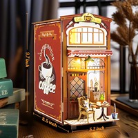 Kit de décoration miniature Hamaileon Vintage Coffee House Book Nook avec lumière chaude, maison de poupée DIY pour adultes, insert pour étagère
