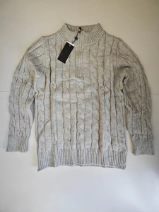 Maglione Autunno-Inverno in Maglia per Uomo e Donna, Collo Alto, Ricamato, Mezza Zip, Foto Reale - Product Image 2