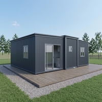 Maison conteneur extensible de 40 pieds pour hôtel, gîte, maison préfabriquée modulaire en acier, panneau sandwich gris foncé, hébergement de villégiature