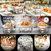 Ensemble de réchauds de buffet en acier inoxydable haute capacité, économique et de luxe, pour maintien au chaud et présentation des aliments en restaurant et hôtel