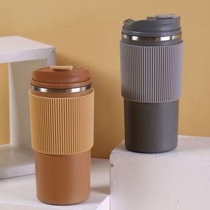 450ml Double Wall Stainless Steel Tumbler with Non-Slip Silicone Sleeve for Camping Insulated Coffee <b>Mug</b> for Outdoor Adventures - Product Image 2