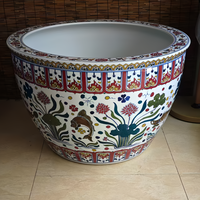 Grand Bassin Décoratif en Porcelaine Bleu et Blanc à Double Dragon, Grand Bac en Céramique pour Entrée de Villa et Décoration Intérieure