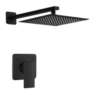 Ensemble de douche encastré noir mat avec mitigeur monotrou et pommeau de douche pluie pour salle de bain