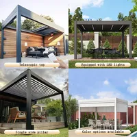 Pergola bioclimatique motorisée électrique à lames orientables en alliage d'aluminium, étanche et thermolaquée, avec arche et pavillon