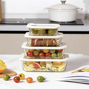 Contenedor de Almacenamiento de Alimentos de Diseño Moderno con Tapa de Vidrio Templado, Conservación de Frescura, Recipiente de Almacenamiento para Cocina y Camping - Product Image 5