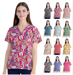 Blusas Quirúrgicas Unisex de Algodón/Poliéster/Rayón/Spandex con Delantal Desmontable y Detección de Agujas para Enfermeras y Profesionales Dentales - Product Image 3